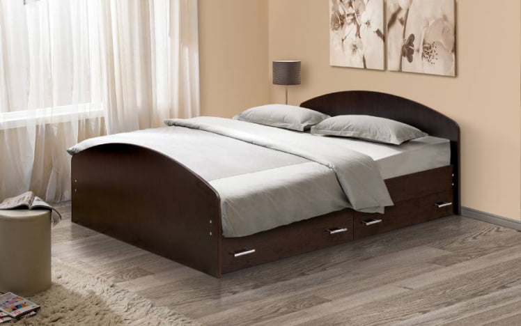 Кровать с ящиками на уголках №2 ЛДСП 1400*2000 Ясень Анкор светлый_0