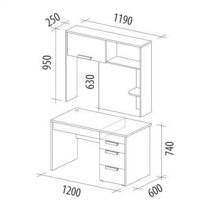 Стол с надстройкой Кашемир 60 Дуб Кронберг/Кашемир_5