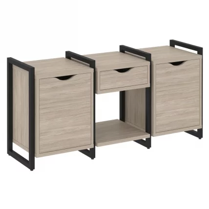 Тумба на регулируемых опорах наборная. Вариант №7 LOFT VR.L-TN-7.O Металл черный Дуб Аттик_0