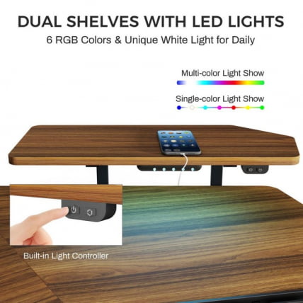 Стол для компьютера (для геймеров) с подставкой под клавиатуру и электрической регулировкой по высоте Eureka ERK-ED71-WN_6