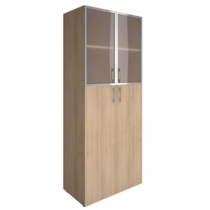 Шкаф книжный со стеклом в раме без топа YALTA LT-ST 1.7R Снежная Платина_0