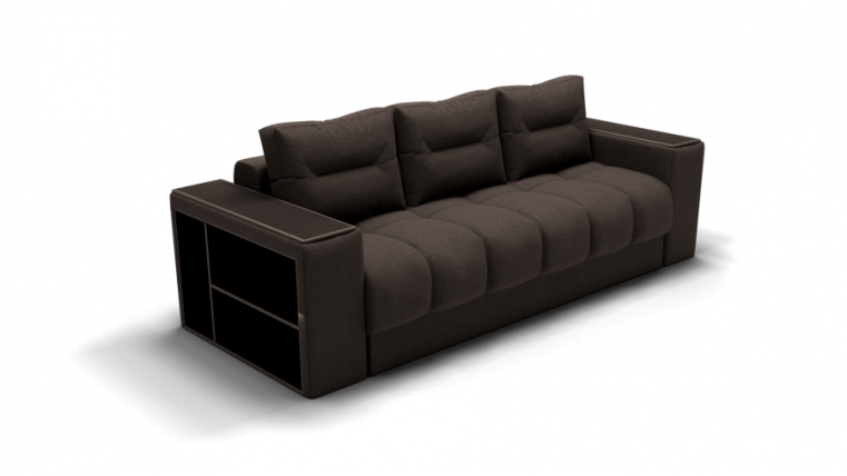 Диван Барон - 1 (ЗР) Цвет фасада: Коричневый; Тип: Прямой; Материал фасада: Металл/Велюр_0