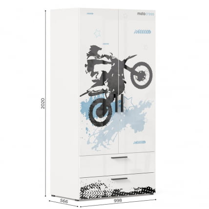 Шкаф комбинированный Мотокросс ЛД 535.040.000 Серый шелк с фотопечатью_3