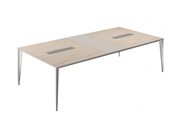 Конференц-стол (домино поперек) Atlas NZ-0103.YN.GS.AL Ясень Наварра Серый камень Алюминий_0