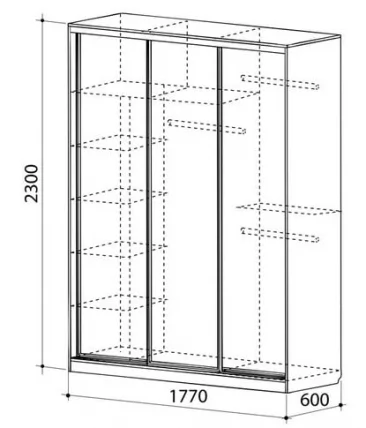 Шкаф-купе Бассо 4-600 Дуб млечный_3