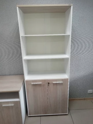 Шкаф 4 широкий верх открытый, низ закрытый Deka 10.19.111 Дуб Сантана светлый/Белый_3