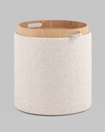 Пуф-столик с ящиком Хюгге XS букле бежевый_4