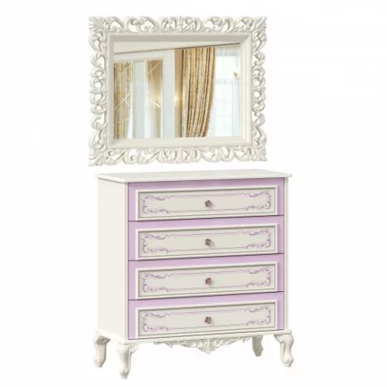 Комод с 4 ящиками и зеркалом Маркиза 01 Алебастр_0