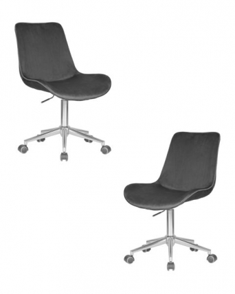 Кресло офисное DOBRIN DORA (серый велюр (1922-19), хромированная сталь) 2 шт_0
