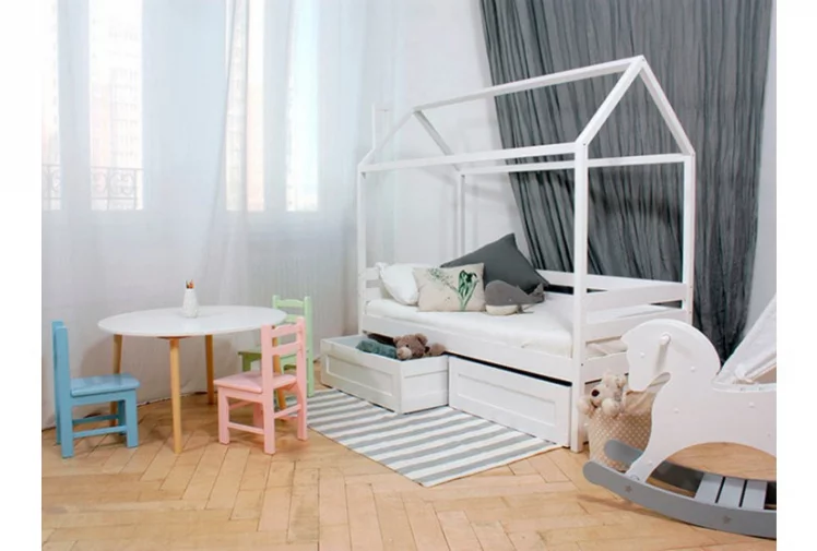 Кровать-домик RooRoom кд-1С с ящиками Серая_2