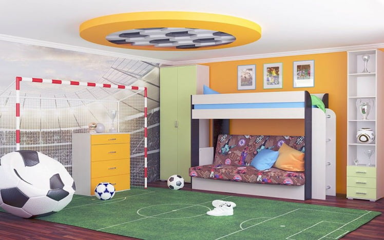 Двухъярусная кровать с диваном Карамель 75 Венге магия Сосна Карелия_2