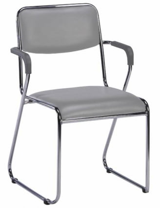 Кресло для посетителей Everprof Fix Plus Chrome экокожа Серый_0