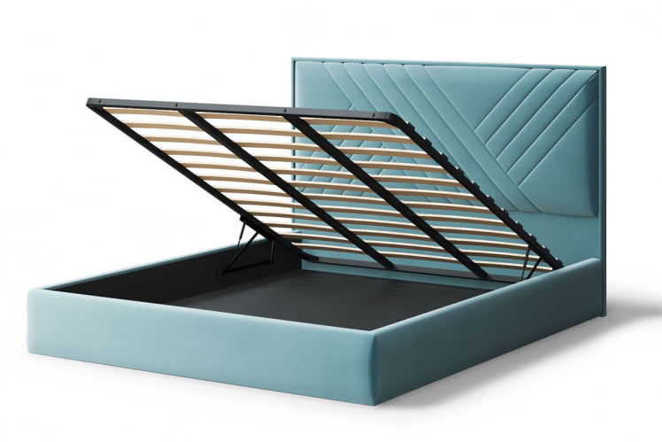 Кровать МИРА 2000*1400мм (без опор), велюр НЕО 22 (бирюзовый), (б/основания, б/матраса) / NEO_2