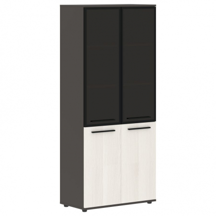 Шкаф комбинированный  с дверьми в металлической раме EDIS EHCS 85.7 Ясень Траун Черный Мокко_0