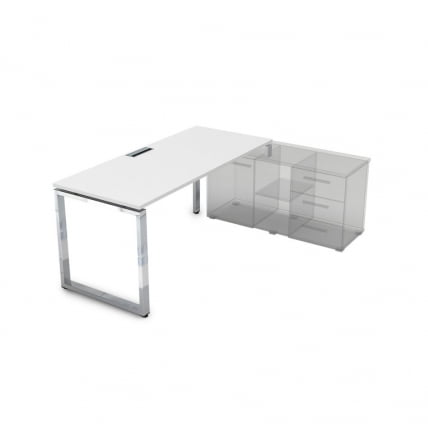 Стол рабочий, прямолинейный три опоры, правый GLOSS LINE НСТП-О.996 Белый Премиум_0