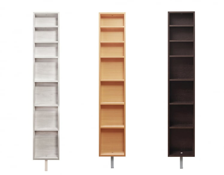 Поворотный шкаф в черном глянцевом стекле Зум Шелф Молочный дуб_2