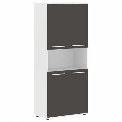 Шкаф с двумя комплектами глухих малых дверей EDIS EHCS 85.4 Мокко Белый Белый_0