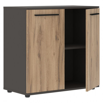 Шкаф с глухими малыми дверьми EDIS ELCS 85.1 Дуб Денвер светлый Черный Мокко_1