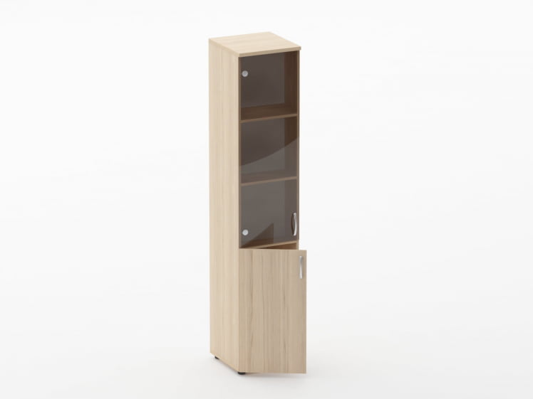 Шкаф высокий со стеклом Glassy 6.19.15Л Дуб молочный_1