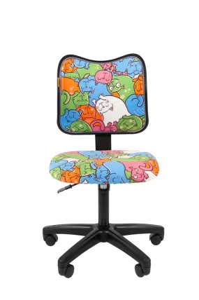 Детское кресло CХАИРМАН ТИН (Кидс) 102 черный пластик Котики / CHAIRMAN (Kids)_1