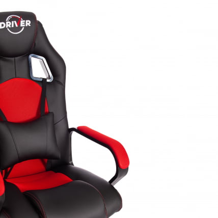 Кресло DRIVER (22) кож/зам/ткань, черный/красный, 36-6/TW-08_11