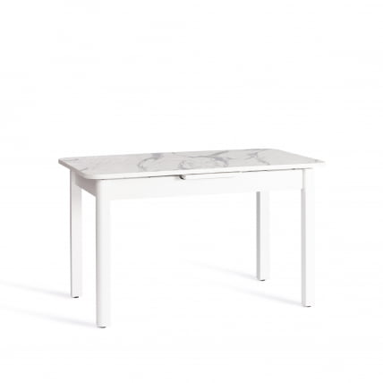 Стол ALIGERY ЛДСП/HPL/опора-массив березы , 130 х 75+30 х 75 см, Мрамор светлый/белый_3