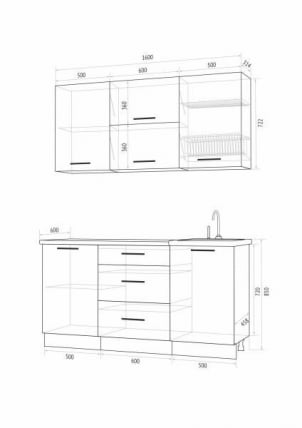 Кух. гарнитур Флоренс ГРИН 1.6, МДФ белый глянец/зеленый суперматовый ПФ №182 (б/сушки 500)_1