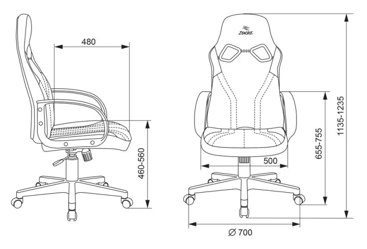 Геймерское кресло Бюрократ ZOMBIE RUNNER Черный-зеленый_4