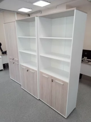 Шкаф 4 широкий верх открытый, низ закрытый Deka 10.19.111 Дуб Сантана светлый/Белый_9