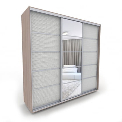 Шкаф-купе 3-х дверный Акцент-Квадро КВ 1500х600 Шимо светлый/хром_0