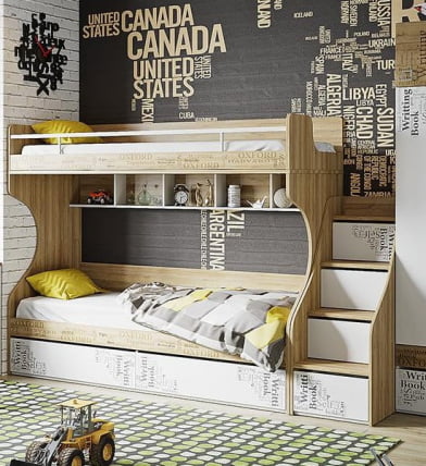 Лестница приставная с ящиками Оксфорд ТД-139.11.12 Ривьера Белый с рисунком_3