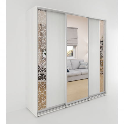 Шкаф-купе 3-х дверный Акцент-Вера ДС 2100х600  Выбеленное дерево_0