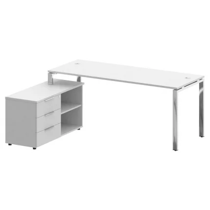 Стол рабочий руководителя с опорной тумбой левый METAL SYSTEM DIRECT БГ.СРТ-5.7 Л Белый_0