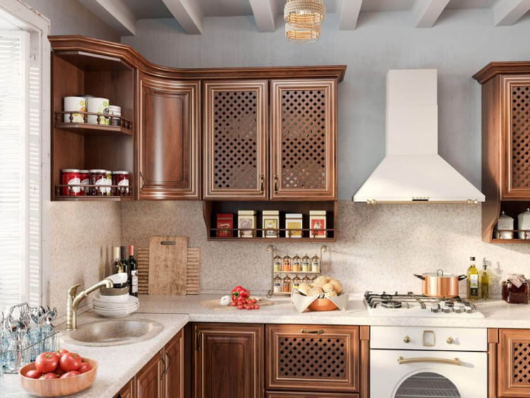 Шкаф кухонный 800 высокий с решеткой Кантри ЛД 235.346.000 Ноче Таволато_2