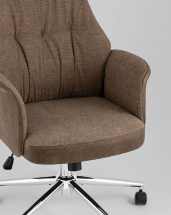 Кресло офисное TopChairs Neoma коричневый экокожа ткань_6