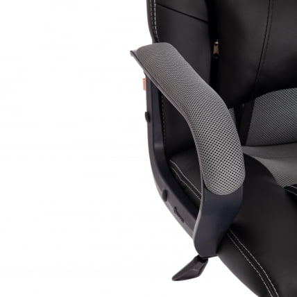 Кресло DRIVER (22) кож/зам/ткань, черный/серый, 36-6/TW-12_9