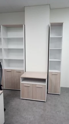 Шкаф 5 широкий верх открытый, низ закрытый Deka 10.23.111 Дуб Сантана светлый/Белый_3