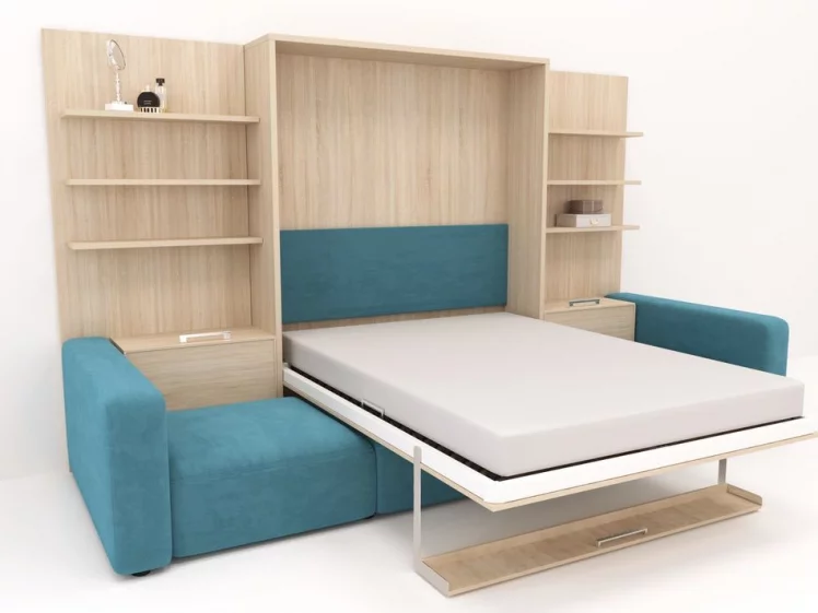 Диван кровать трансформер Смарт 1 П+КД+П+Пуф 1400 Белая шагрень_1