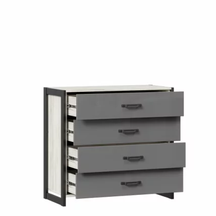 Комод с 4 ящиками Техно ЛД 678.110.000 Дуб Крафт белый Серый шифер_1