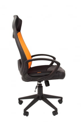 Кресло для руководителя CHAIRMAN 840 black  Сетчатый акрил/оранжевый_2