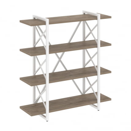 Стеллаж на регулируемых опорах - 4 полки LOFT VR.L-MST.O-4.8V Металл белый Тиквуд темный_0