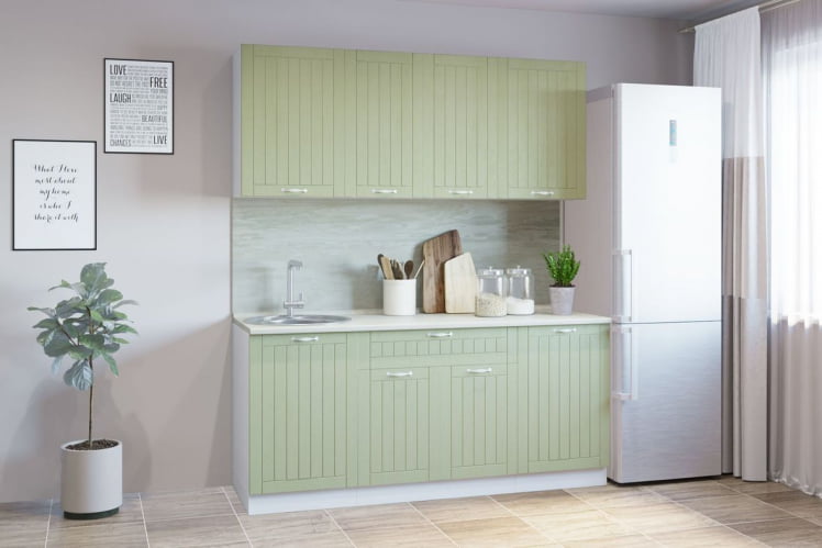 Гарнитур кухонный 1800 (врезная мойка) древесный супермат фисташка_0