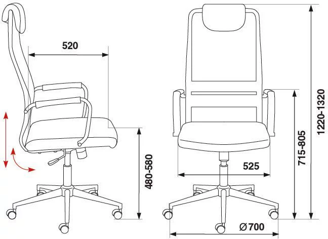 Кресло руководителя Бюрократ KB-9N/DG/TW-12 Серый TW-01 TW-11_5