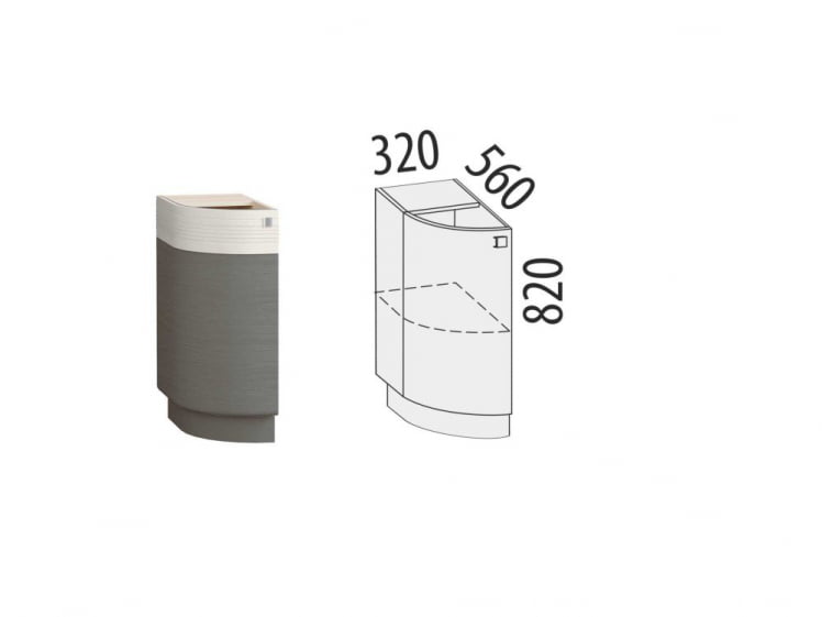 Напольный шкаф торцевой (лев) Графит 74.65 Сосна Астрид/Ваниль/Графит_4