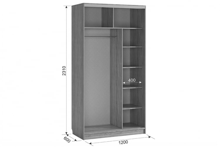 Шкаф-купе Рио 7-600 07 SK-04R18 дуб млечный_2