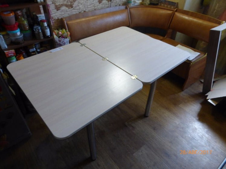 Стол поворотно-раскладной 1,2 Ника, СТЕКЛО, опоры D50 круглые ХРОМ, Беленый дуб/R041_5