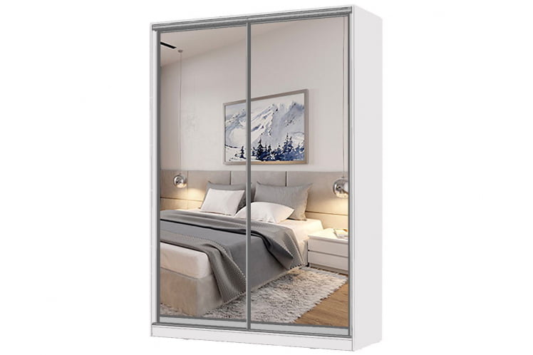 Шкаф-купе 2-х дверный Виктория 1400х584х2300, Белый 14ДЗДЗ-ПЯ-Б 310-163_0