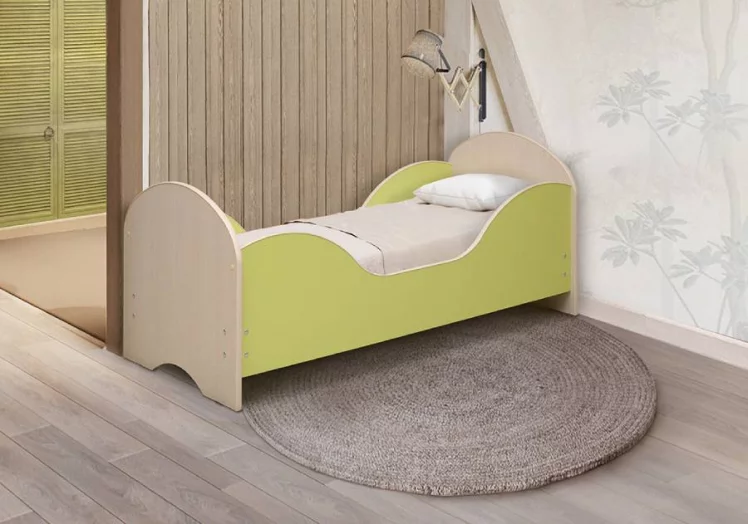 Кровать детская Малышка №7 700*1400 Дуб молочный/Синий_0