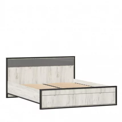 Кровать двуспальная 1600 Техно ЛД 678.140.000.011 Дуб Крафт белый Серый шифер_1