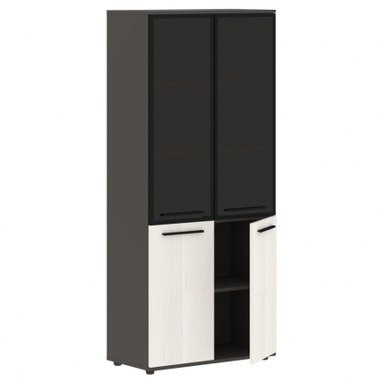 Шкаф комбинированный  с дверьми в металлической раме EDIS EHCS 85.7 Ясень Траун Черный Мокко_1